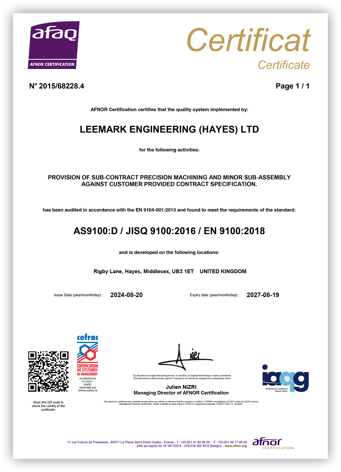 AS9 certificate